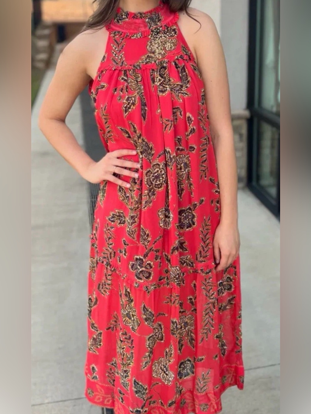 Bella Tu-Gwynn Georgette Halter Maxi Dress Large Nwt - Gorgeous